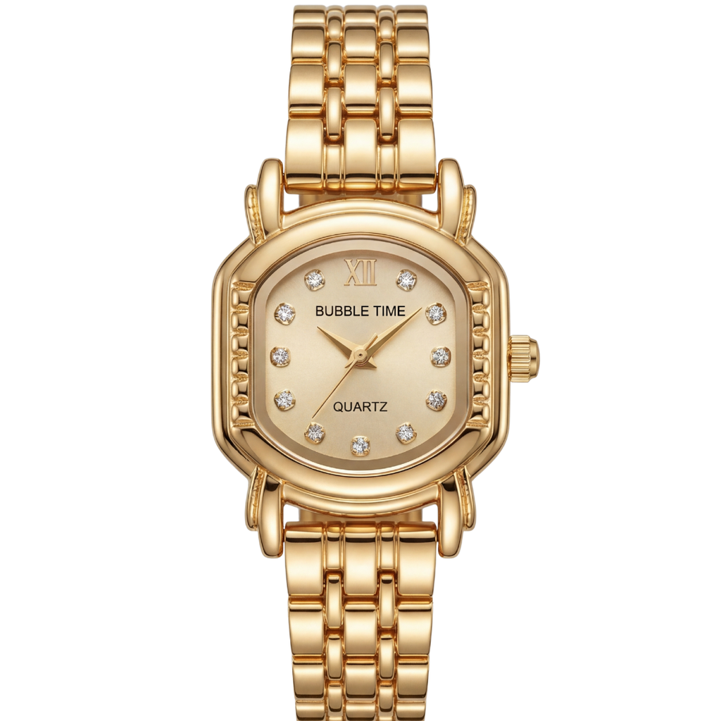 Bubble Time Gold Women’s Watch – Luxury Crystal Studded Design