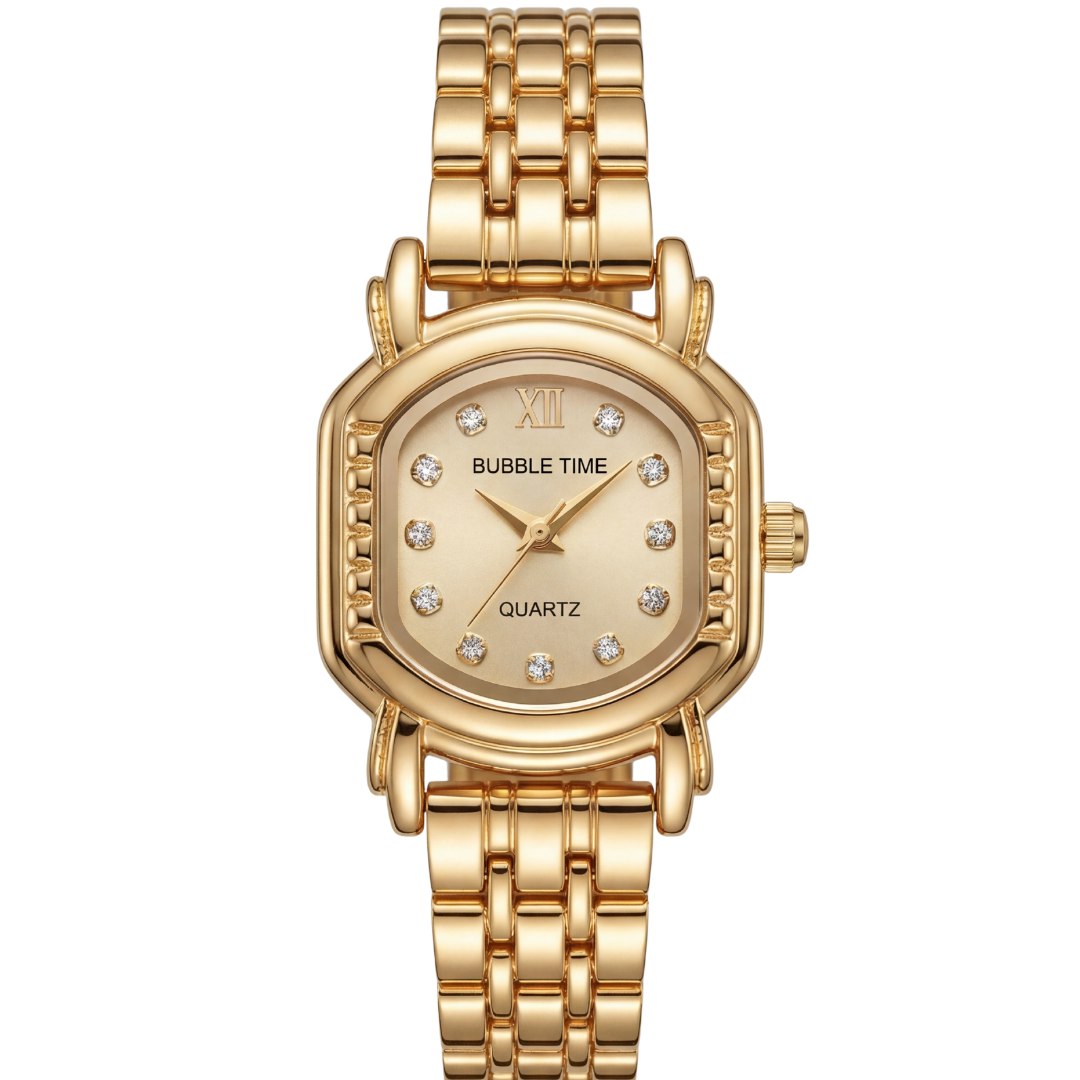 Bubble Time Gold Women’s Watch – Luxury Crystal Studded Design