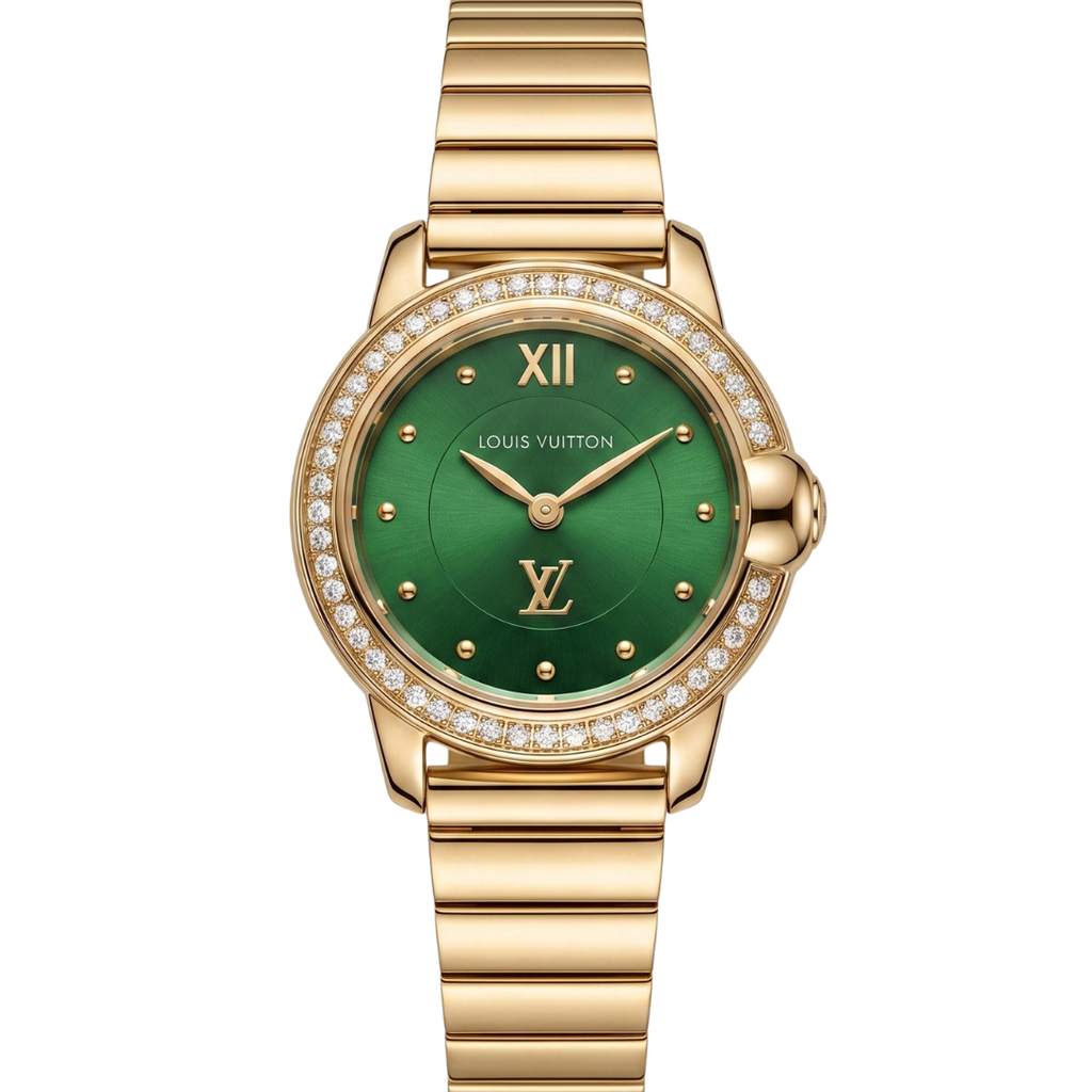 Green Majesty Luxury Women’s Watch – Crystal Studded Bezel