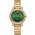Green Majesty Luxury Women’s Watch – Crystal Studded Bezel