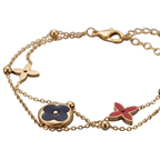 Luxury Gold Floral Charm Bracelet – Dual Color Elegant Design