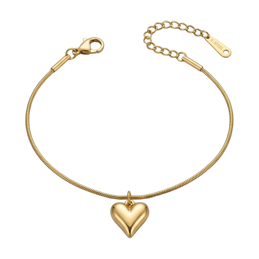 Gold Heart Pendant Bracelet – Minimal & Elegant