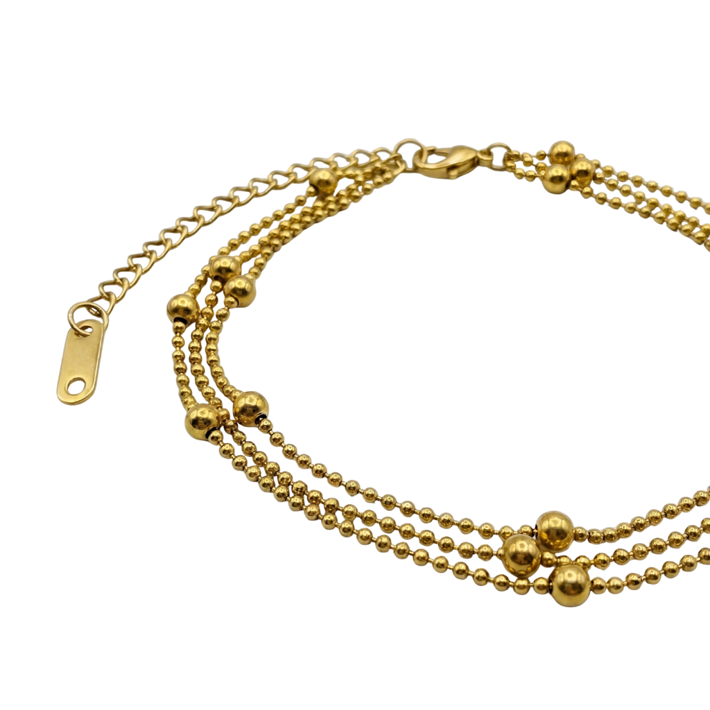 Luxury Gold Multi-Layer Beaded Bracelet – Elegant Minimal Style