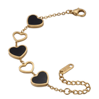 Black Heart Charm Bracelet – Elegant Gold Finish