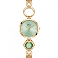 Dior Elegant Gold Watch with Green Dial & Crystal Markers