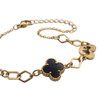 Luxury Gold Clover Charm Bracelet – Black Elegant Design