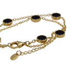 Luxury Gold Double Layer Black Stone Bracelet – Elegant Minimal Style