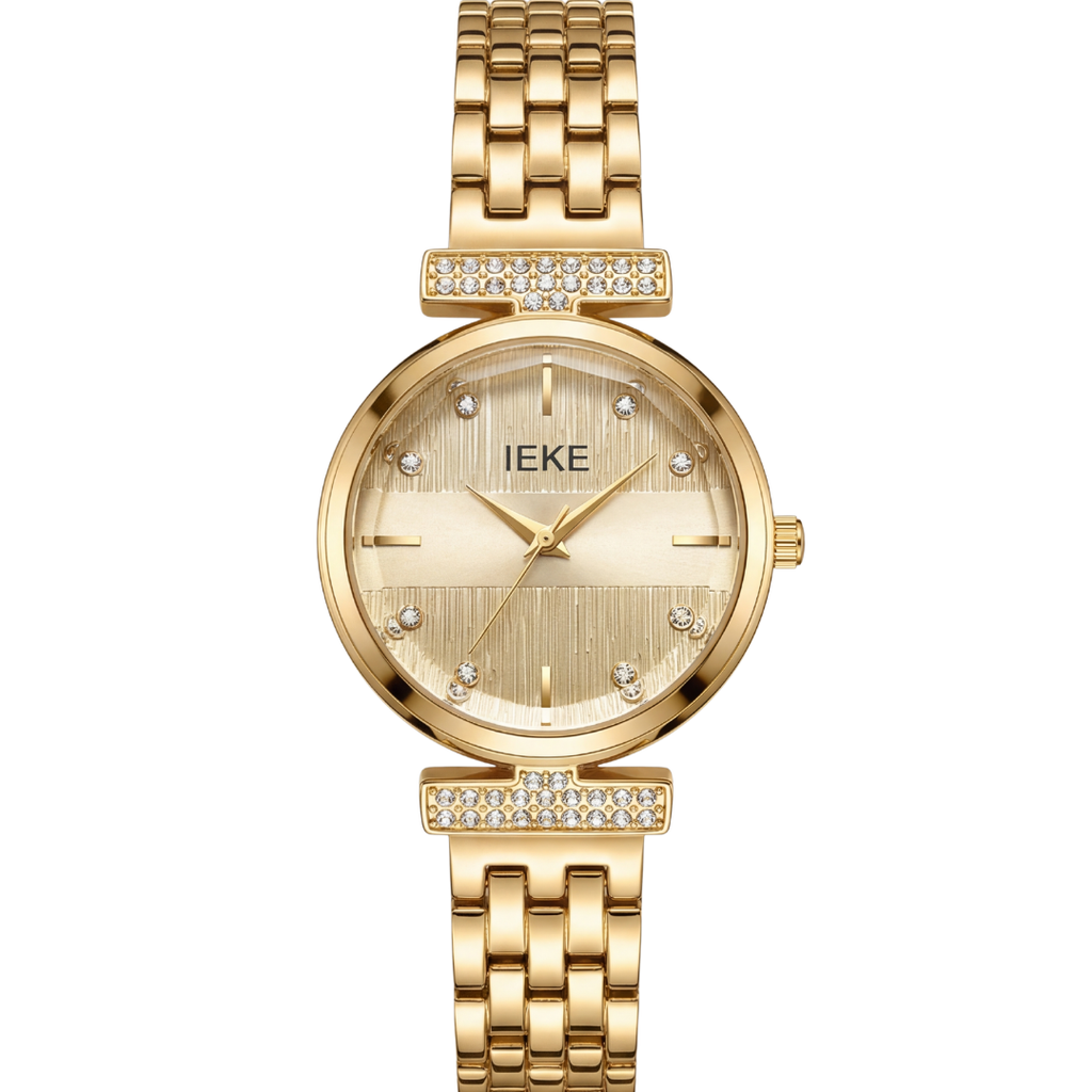 IEKE Elegant Gold Watch for Women – Premium Crystal Dial