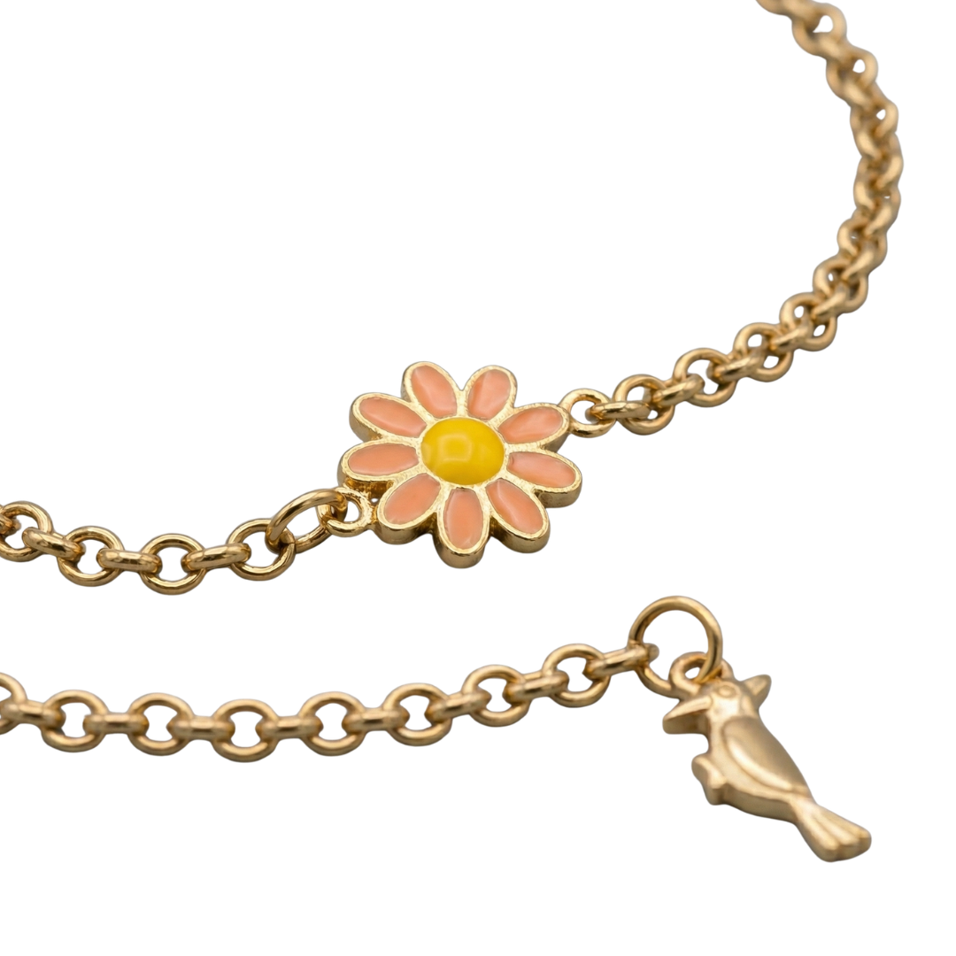 Flower & Bird Charm Bracelet – Delicate Elegance