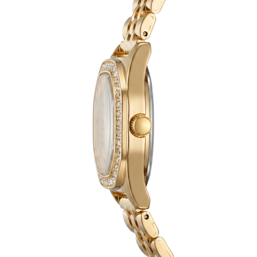 IEKE Gold Crystal Bezel Women’s Watch – Elegant Roman Dial