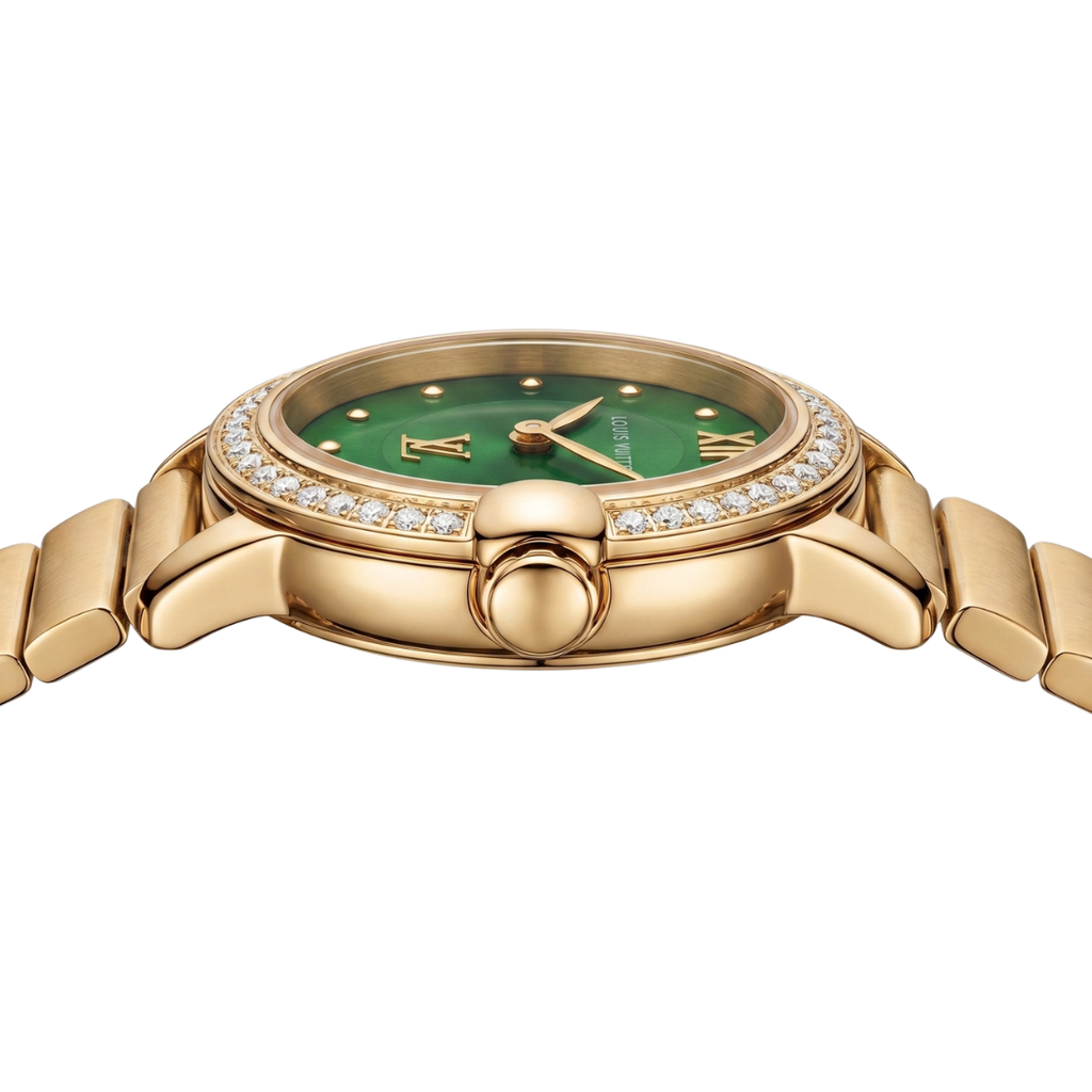 Green Majesty Luxury Women’s Watch – Crystal Studded Bezel