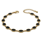 Elegant Oval Charm Bracelet – Black & Gold Style