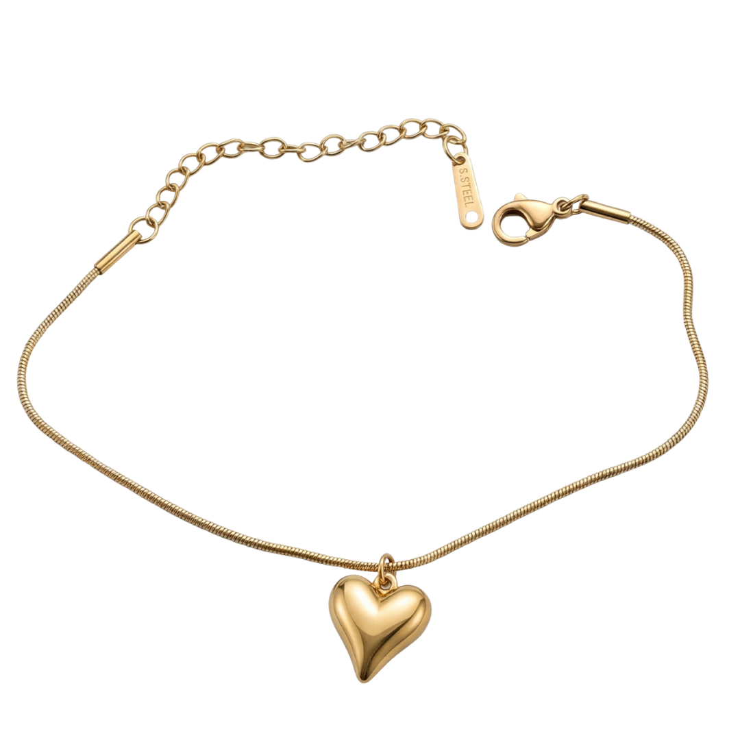 Gold Heart Pendant Bracelet – Minimal & Elegant