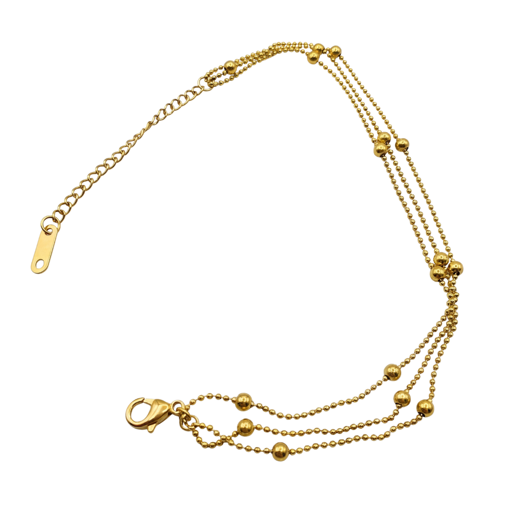 Luxury Gold Multi-Layer Beaded Bracelet – Elegant Minimal Style