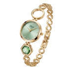 Dior Elegant Gold Watch with Green Dial & Crystal Markers
