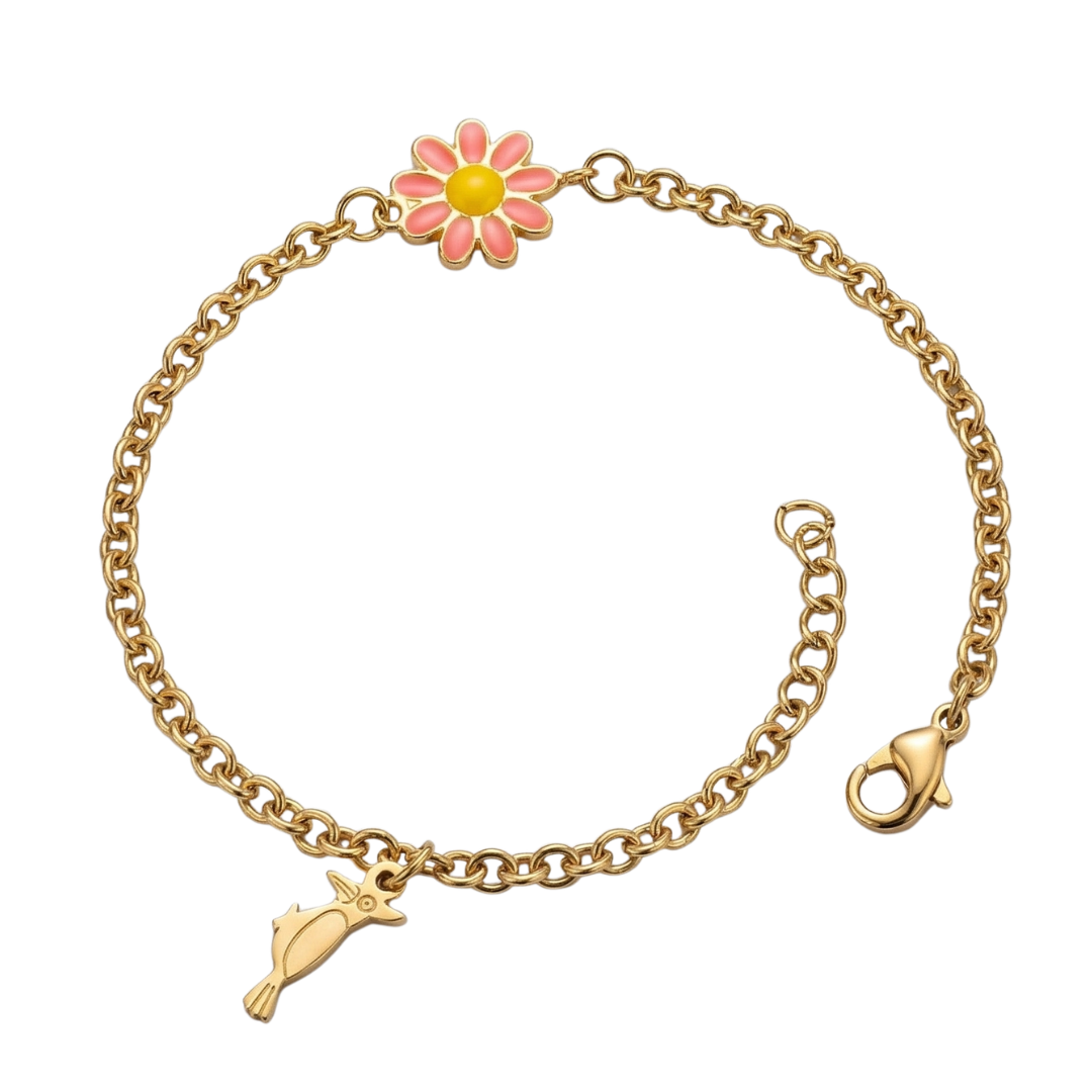 Flower & Bird Charm Bracelet – Delicate Elegance
