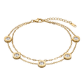Crystal Charm Bracelet – Gold Double Chain Elegance
