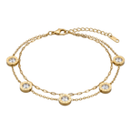 Crystal Charm Bracelet – Gold Double Chain Elegance