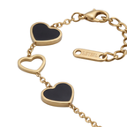 Black Heart Charm Bracelet – Elegant Gold Finish