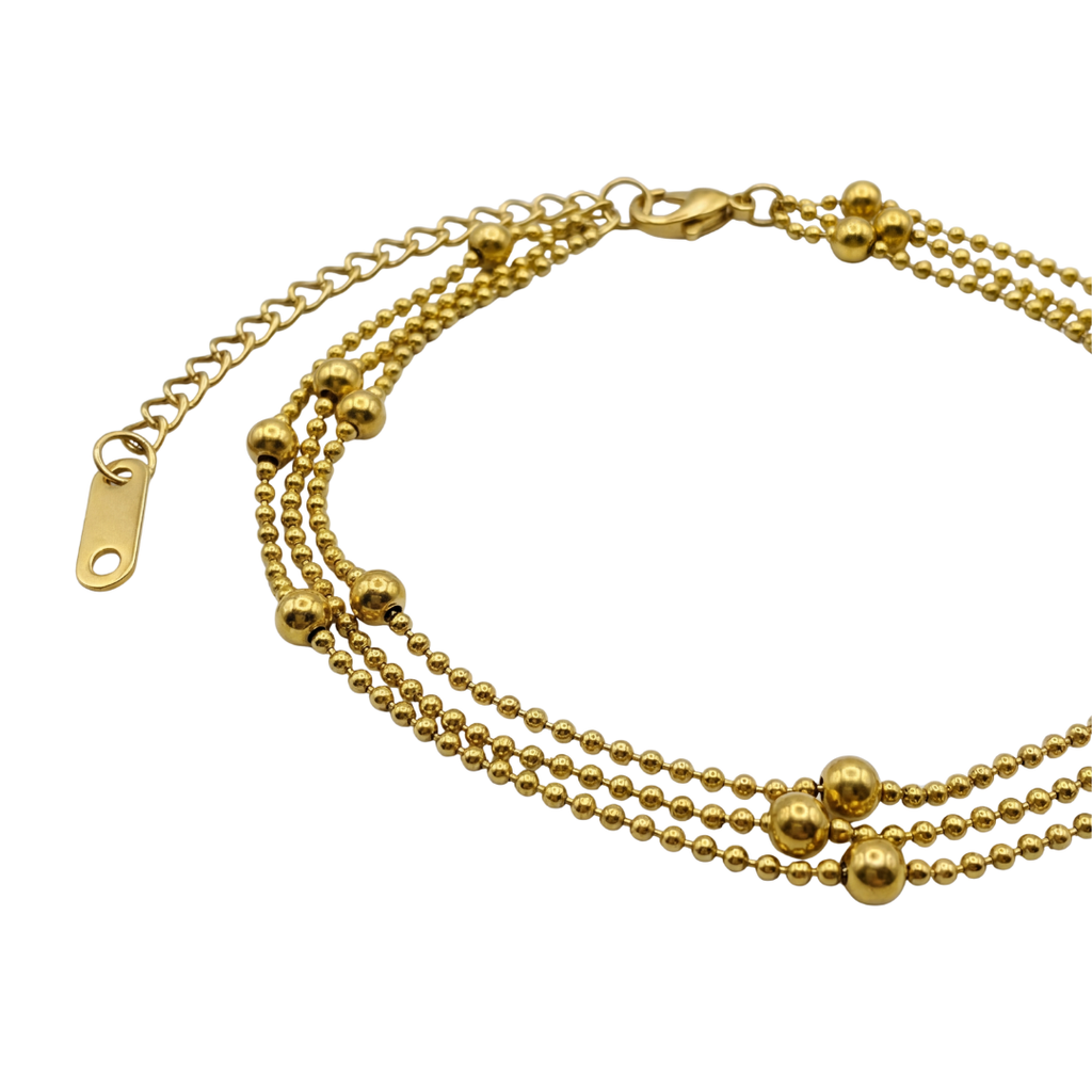 Luxury Gold Multi-Layer Beaded Bracelet – Elegant Minimal Style