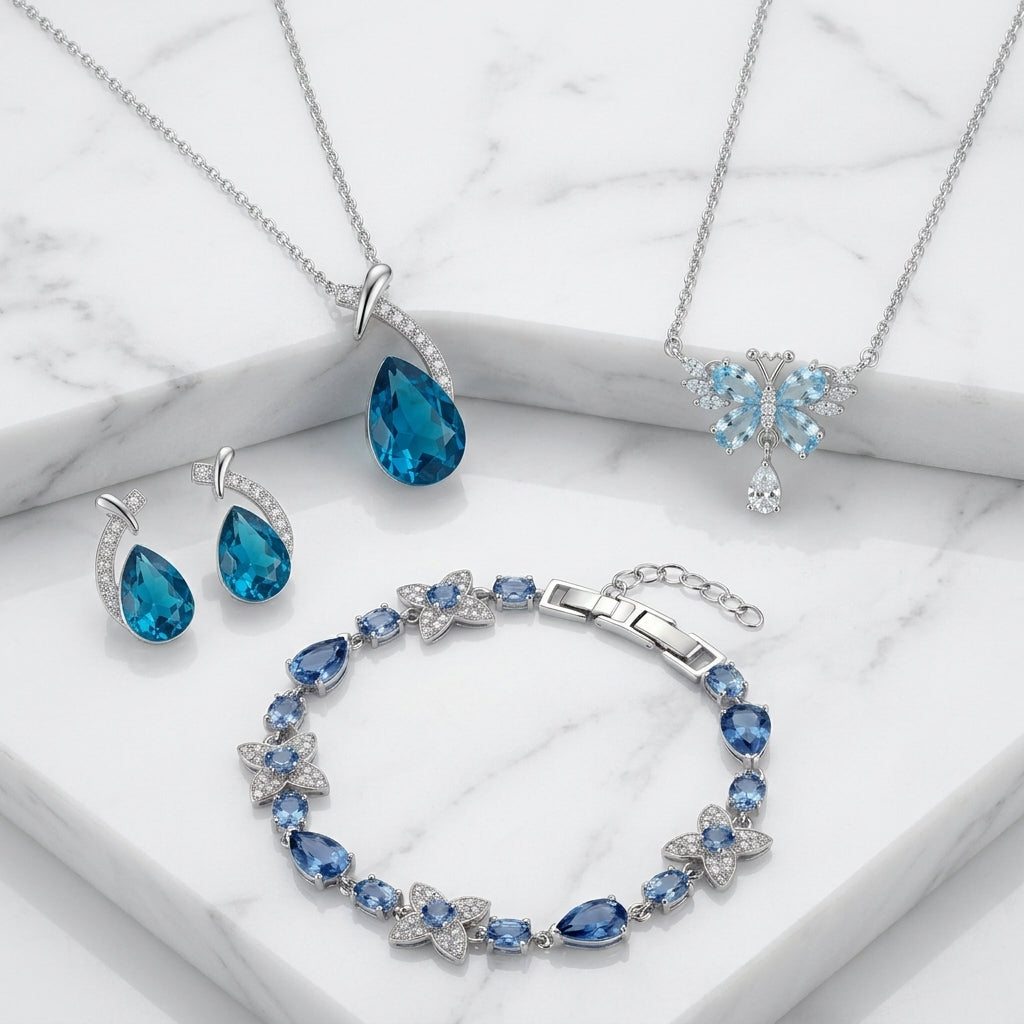 Ocean & Bloom – 4 Piece Sapphire Jewelry Set