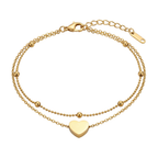Elegant Gold Layered Bracelet with Red Heart Charm