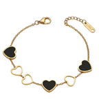 Black Heart Charm Bracelet – Elegant Gold Finish