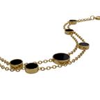 Luxury Gold Double Layer Black Stone Bracelet – Elegant Minimal Style