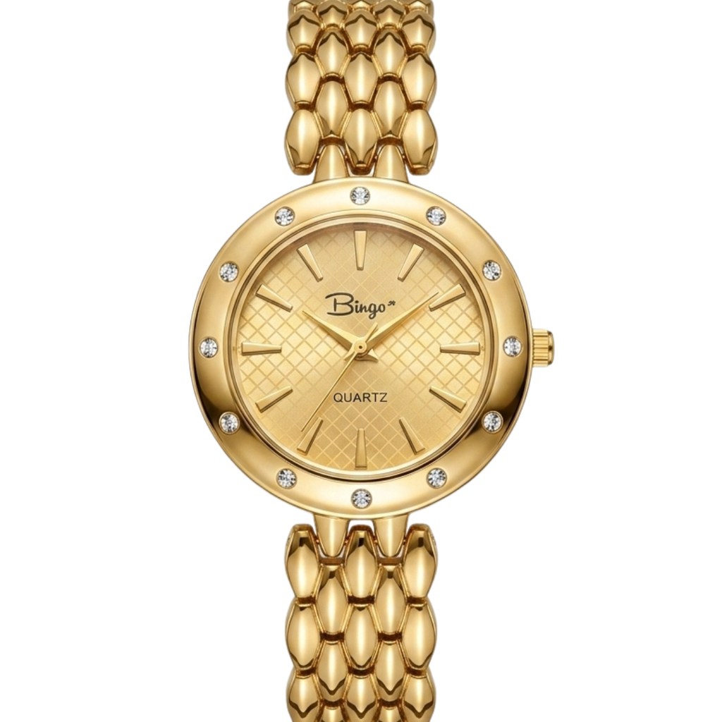 Bingo Premium Gold Watch for Women – Elegant Round Dial