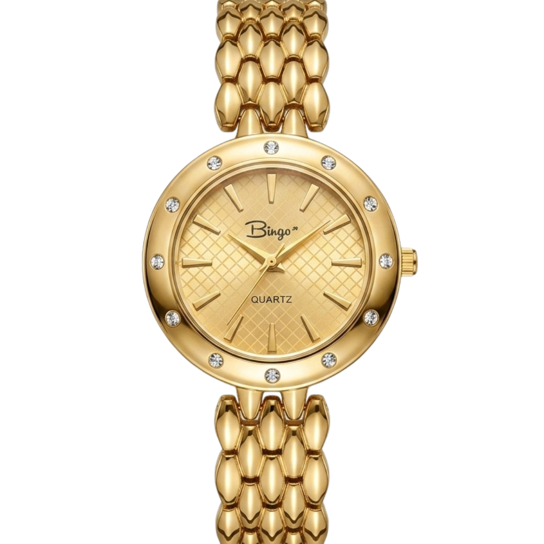 Bingo Premium Gold Watch for Women – Elegant Round Dial