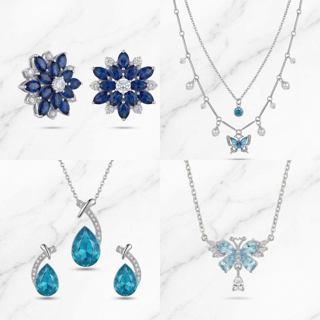 Blue Bloom Bundle – 4 Piece Jewelry Set